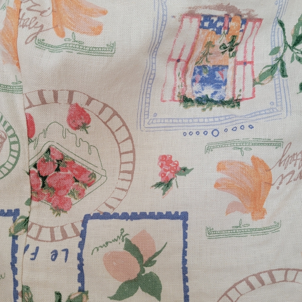 Abercrombie Linen-Blend Puff Sleeve Top Italian Summer Print - Picture 5 of 10